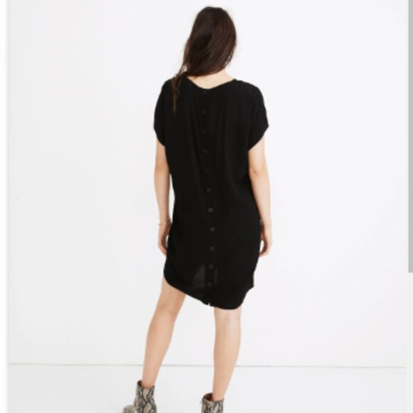 Madewell Crewneck Button-Back Easy Dress Black Small - Picture 2 of 7